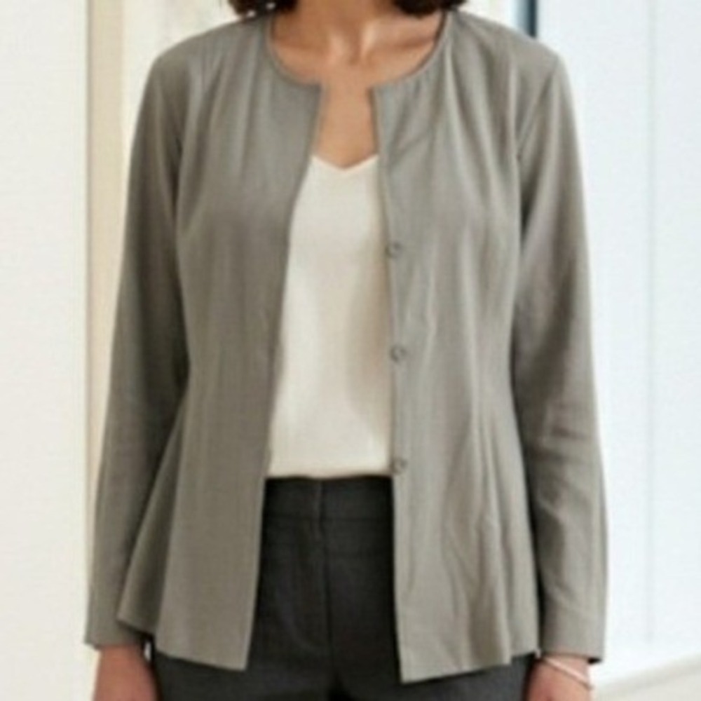 Eileen Fisher Wool Blend Button Front Cardigan Jacket Minimalist Chic Capsule S